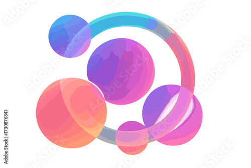 Illustration translucent gradient glowing multiple spheres overlapping vector bubble tones