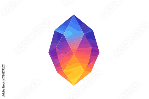 Outward radiating vector radiant faceted soft gradient jewel glow surrounded illustration