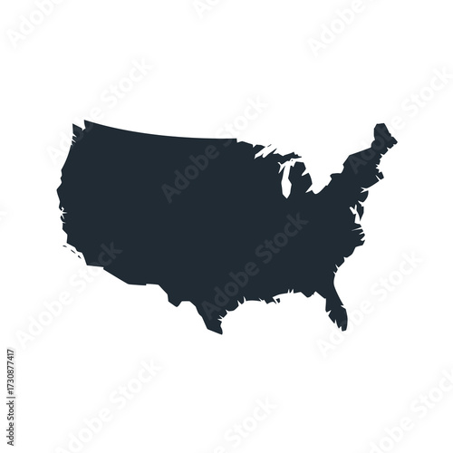 Simple dark silhouette of the contiguous united states of america