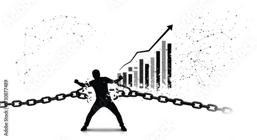 Achievement Freedom Success Silhouette Chain Break Graph Up Growth Illustration