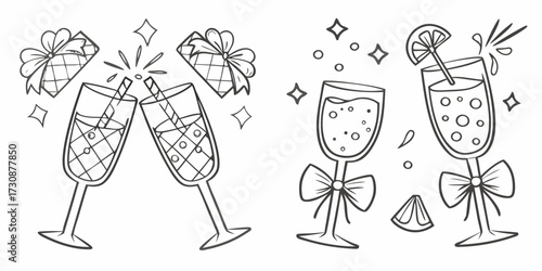 Celebratory cheers with champagne glasses gifts and festive decorations for a special occasion