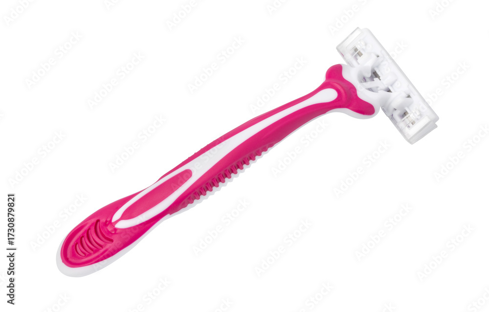 Obraz premium Pink plastic disposable razor for women shaving hygiene