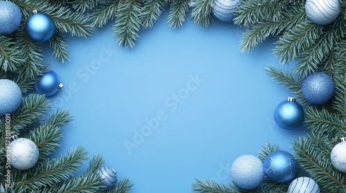 Festive Christmas Garland with Pine Branches Red Berries and Colorful Ribbons on White Background