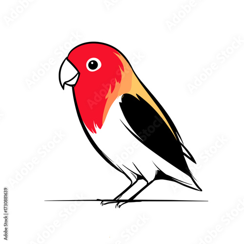 Lovebird. Lovebird simple black and white line art vector logo