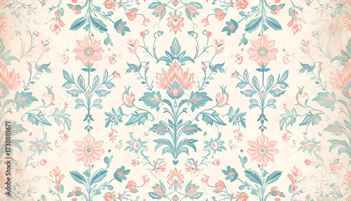 Pastel floral damask pattern