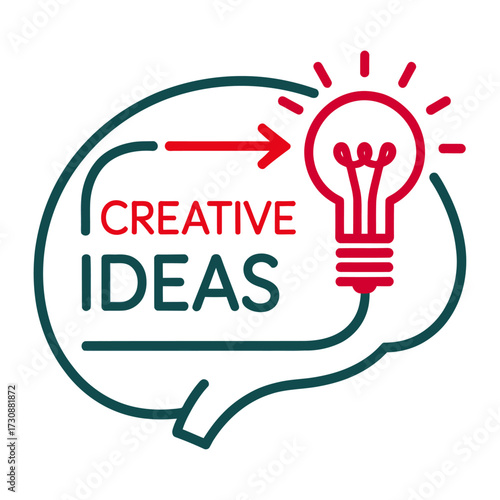 Creative Idea and Innovation Concept. Brainstorming process icon with brain and lightbulb symbol representing a solution and business strategy.
