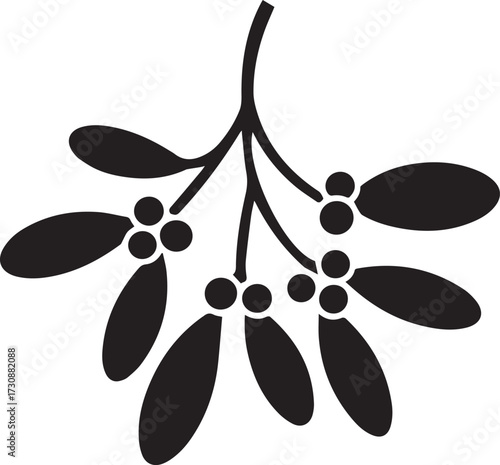 Festive mistletoe silhouette icon symbol holiday season decoration element celebration