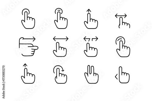 Collection of touch gestures used in mobile applications and devices for user interaction