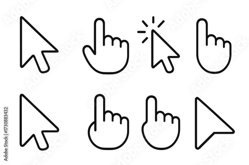Various cursor icons showing different styles and functions for user interfaces on digital devices, designed for clearer navigation