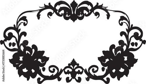 vintage floral corner ornaments. Elegant baroque frame decorations in black vector for invitations, borders, design, and décor art