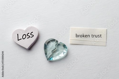 Broken Crystal Heart Symbolizing Loss and Broken Trust