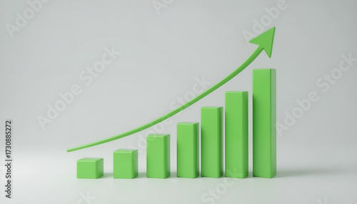 Free Download Bright Green 3D Bar Chart Showing Exponential Business Growth - GFXLoad