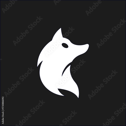 Dog, wolf, Fox, jackal vector symbol on black background, great for fashion logos, creative branding, and minimalist wildlife graphics.