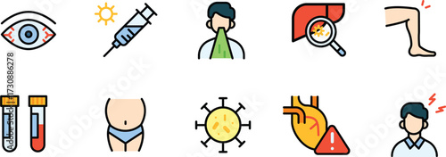 Symptoms and Medical Icons for Healthcare