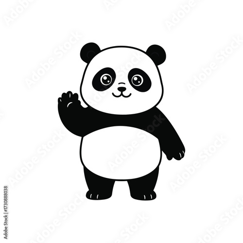 Cute Cartoon Panda Waving Hello