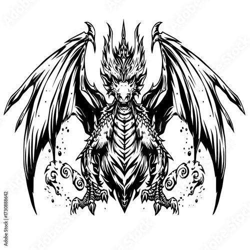 Unleash the power of imagination with this striking dragon vector!  Perfect for brands, creatives, and storytellers who want to symbolize strength, wisdom, and timeless mystique.