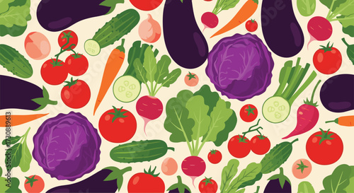 A vibrant and fresh collection of healthy vegetables arranged in a cheerful pattern.