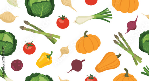 A vibrant and colorful assortment of fresh vegetables arranged in a delightful pattern.