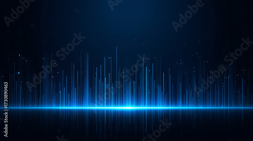 Abstract Blue Technology Background with Glowing Lines and Particles for Digital Innovation and Future Concepts