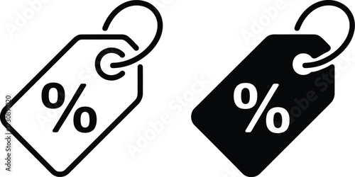 Discount tags with percentage symbol for sales and promotions