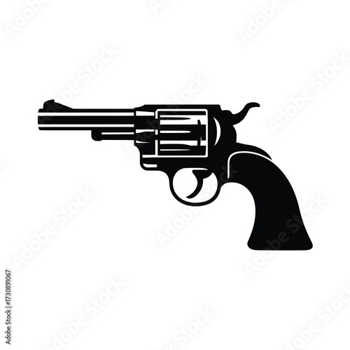 Silhouette of a classic revolver handgun ready for action
