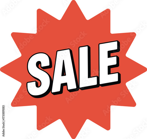 Bold red starburst graphic announcing a big sale event