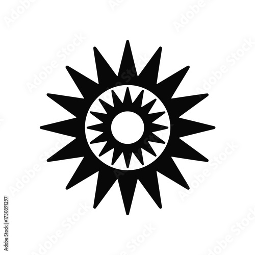 Stylized sun silhouette with intricate inner rays and sharp outer points