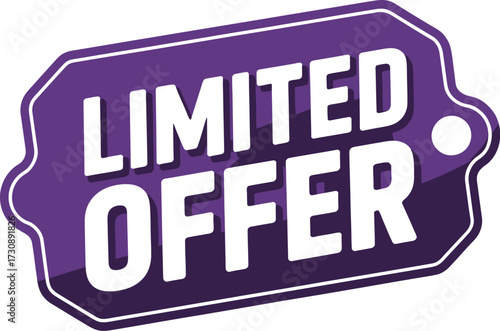 Bold purple tag announces a special limited offer, creating urgency for shoppers.