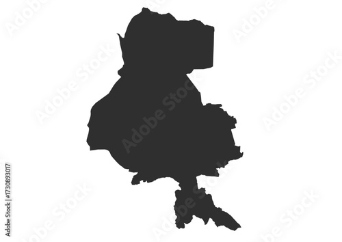 A black silhouette of the city map of Innsbruck, Austria. A simple and clean vector shape of the city's boundaries.