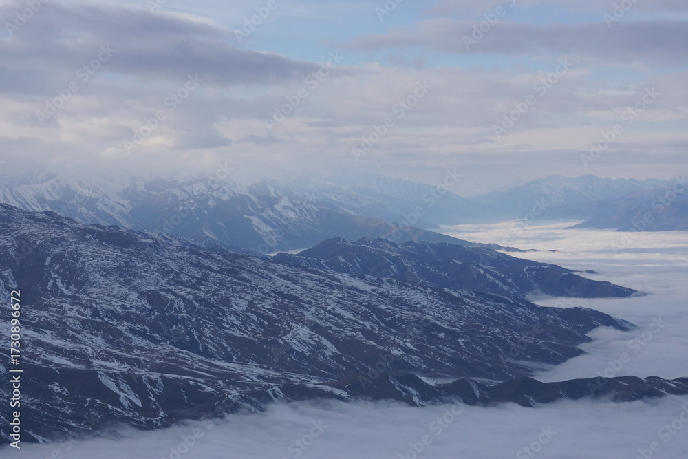 Fototapeta premium Snowy Peaks of Shahdag Mountains, Azerbaijan