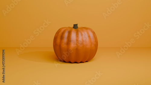 Pumpkin on a orange background, autumn and Halloween decorations