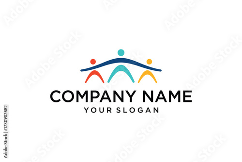 bridge people family together human unity logo vector icon