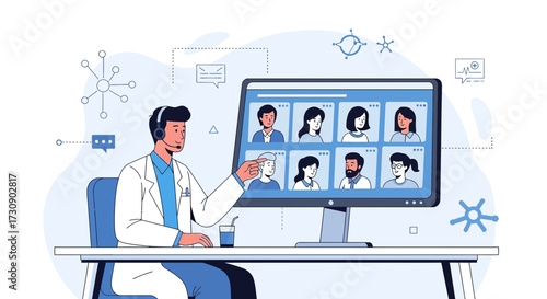Online healthcare consultation with doctor and patients through video conference platform