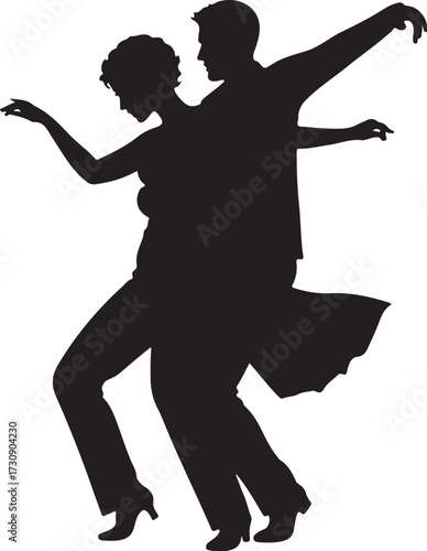 vector of couple dancing in silhouette 