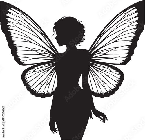 vector of fairy with wings in silhouette