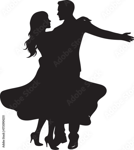 vector of couple dancing in silhouetee