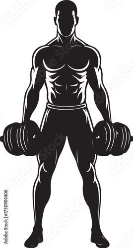 black vector of man lifting weights in silhouette