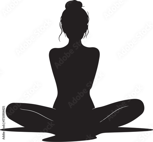 black vector of girl yoga pose in silhouette
