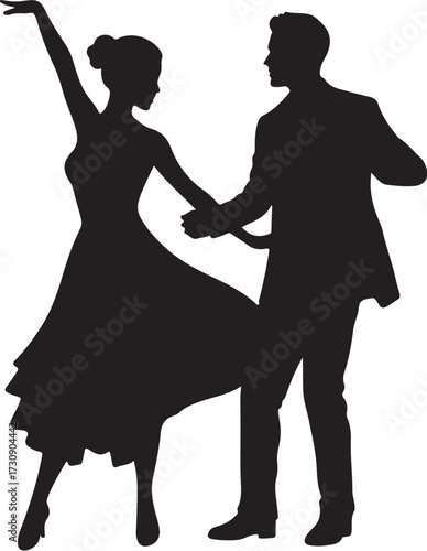 vector of couple dancing in silhouette 