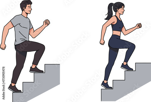 Fitness, stair climbing, active lifestyle, workout, cardio, urban exercise, health, motivation, athletic wear, movement, training, strength, endurance, wellness, sport, gym, outdoor activity