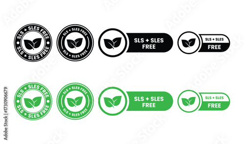Variety of circular sls and sles free cosmetic product labels displayed