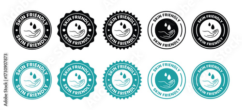 Collection of skin friendly badges in various colors and styles shown