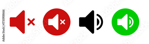Mute sound icon. Mute audio or notifications, volume off or silent