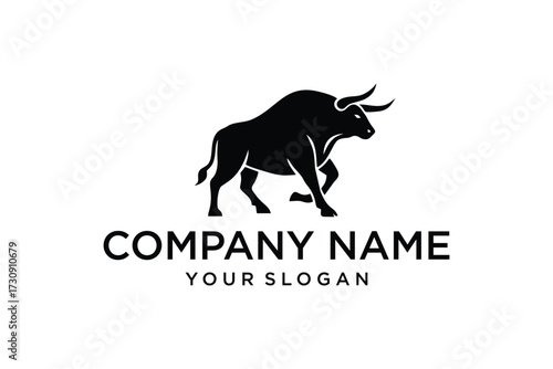 Black bull silhouette logo design inspiration