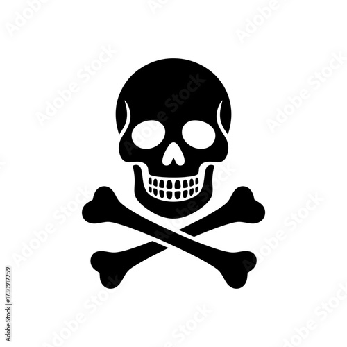 Classic Skull and Crossbones Symbol in Black and White Representing Danger and Piracy with Gothic Aesthetics