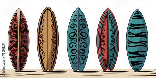 Ornate Surfboards A Collection of Decorated Boards for Water Sports and Beach Vibes