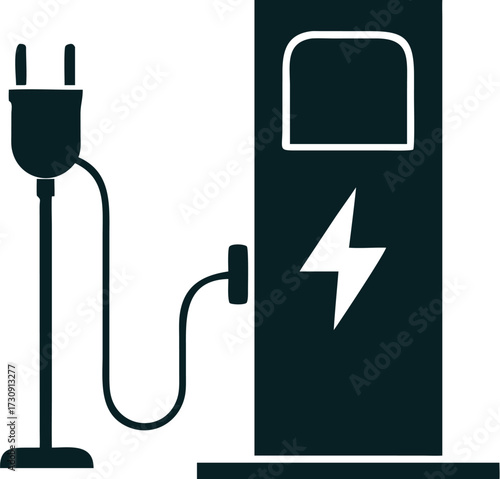 Electric plug and socket technology symbol connection power cable outlet on white background