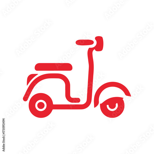 Minimal Vector Scooter Design Isolated on White Background – Simple, Modern, Flat Style Electric or Kick Scooter Icon Illustration for Urban Transport, Mobility, Travel, and Eco-Friendly Concept