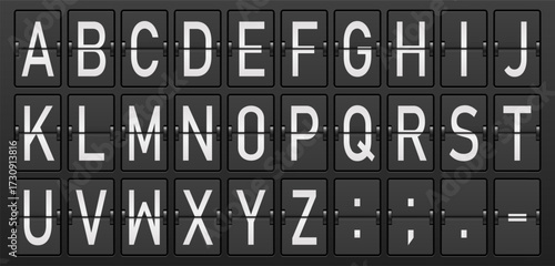 Retro display font letters. Electronic alphabet, text symbols, monitor characters, scoreboard digits. Vector EPS 10
