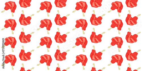 Seamless Red Scarf Pattern. Red scarf seamless pattern in cartoon flat style with white background.